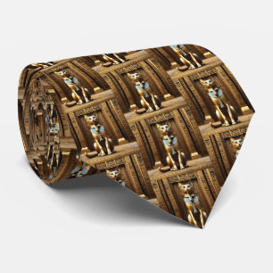 Timeless Majesty: The Golden Egyptian Pharaoh Cat Tie
