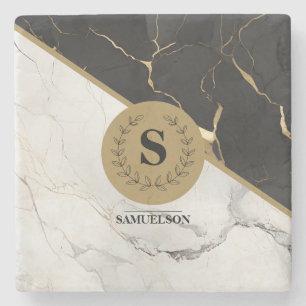 Timeless Marble Monogrammed Stone Coaster