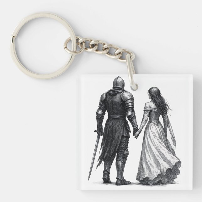 Timeless Medieval Romance Illustration Key Ring (Front)