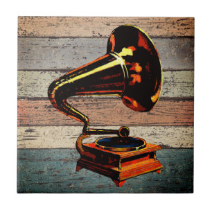 Timeless Melody: Vintage Gramophone  Ceramic Tile