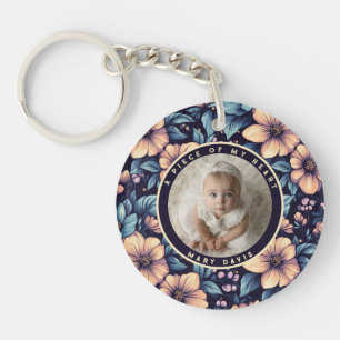 Timeless memory tribute Custom rose flower Key Ring