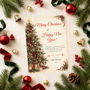 Timeless Merry Christmas Happy New Year Holiday Card
