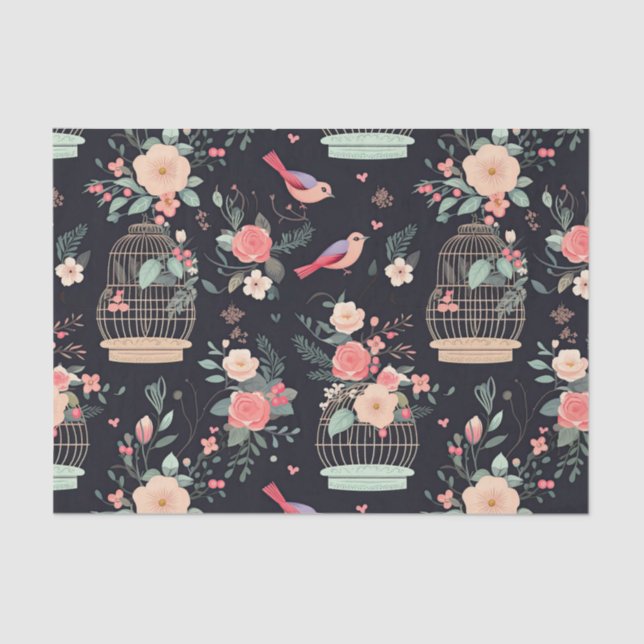 Timeless Midnight Birdcage Antique Decoupage  Tissue Paper (Front)