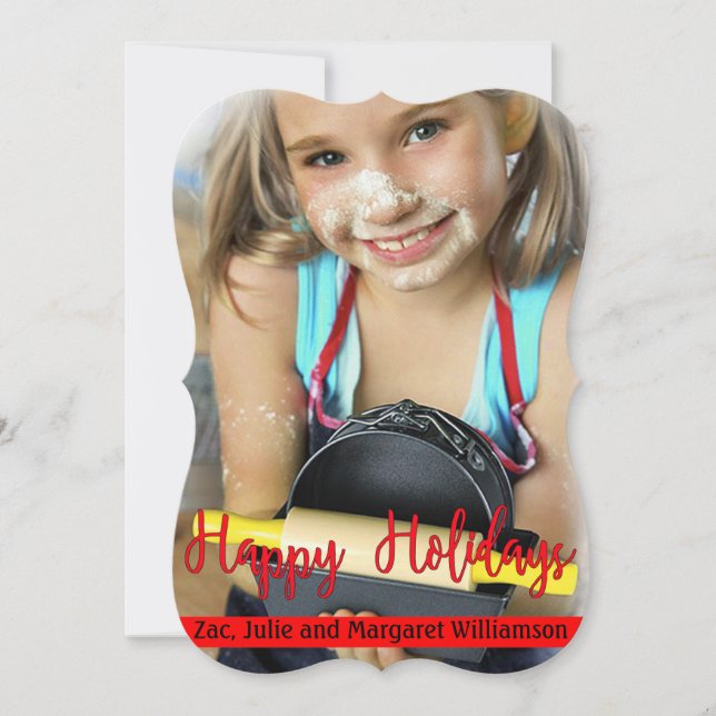 Timeless Modern Happy Holidays Fancy Cut Holiday Card (Front)