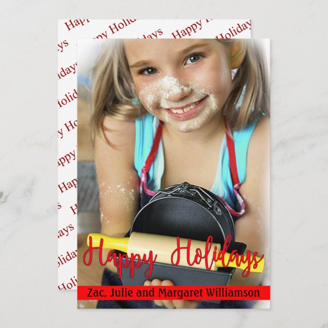 Timeless Modern Happy Holidays Holiday Card (Front/Back)