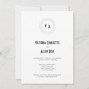 Timeless Monogram Circle Minimalist Reception Invitation