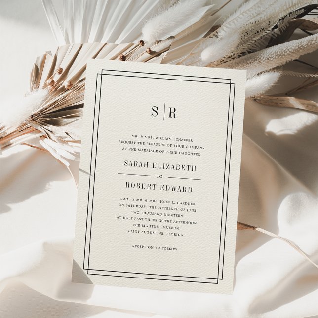 Timeless Monogram Wedding Invitation | Ecru (Creator Uploaded)