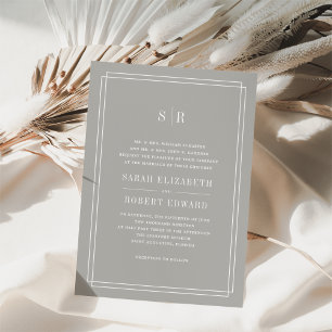 Timeless Monogram Wedding Invitation Greige
