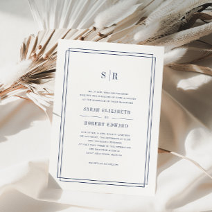 Timeless Monogram Wedding Invitation Navy