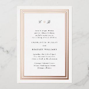 Timeless Monogram with Foil Frame Wedding Invite