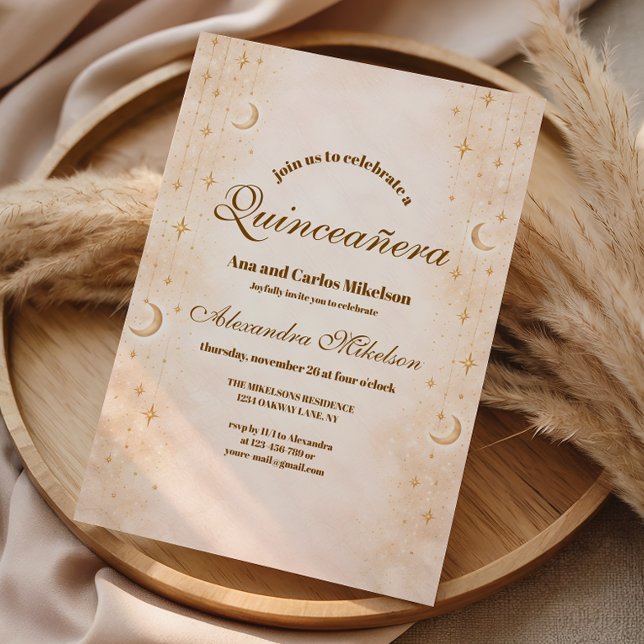 Timeless Moon And Stars Quinceañera Invitation (Creator Uploaded)