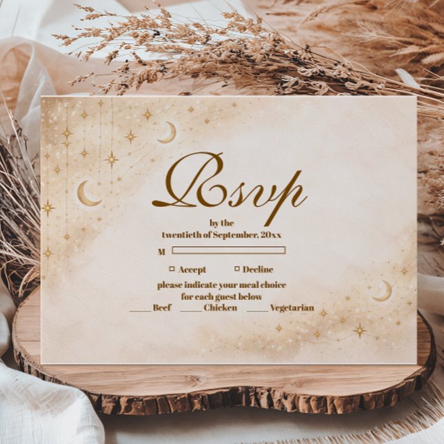 Timeless Moon And Stars Quinceañera RSVP Card (Creator Uploaded)