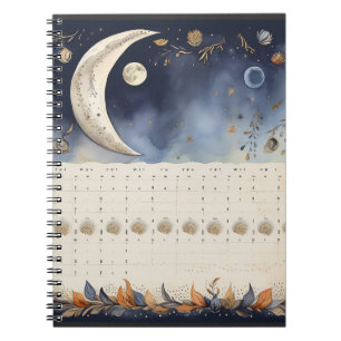 Timeless Moon Phase Atlas - Retro Astronomy Calend Notebook