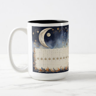 Timeless Moon Phase Atlas - Retro Astronomy Calend Two-Tone Coffee Mug