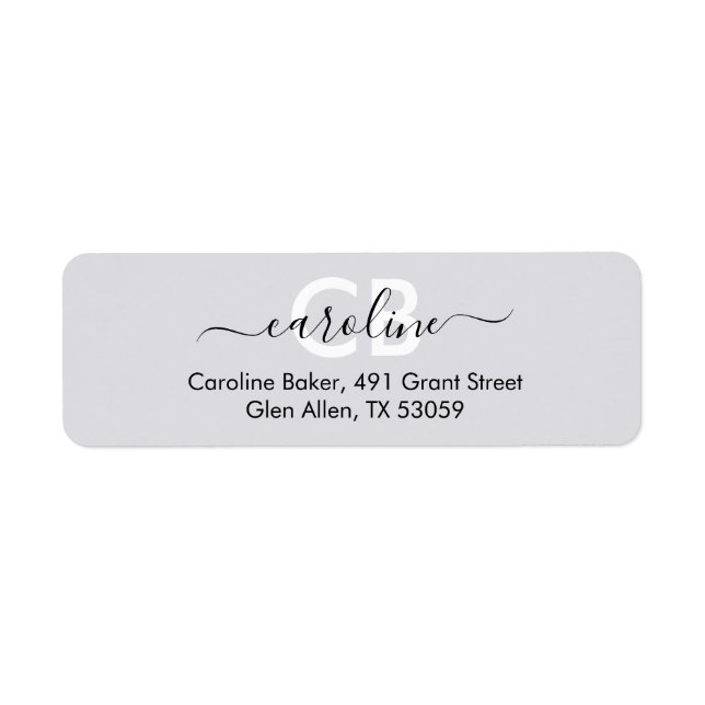 Timeless -- Moonlit Grey Monogram Address Label Return Address Label (Front)