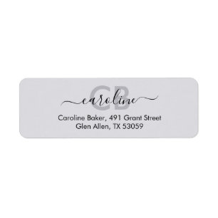 Timeless - Moonlit Grey Monogram Address Label Return Address Label