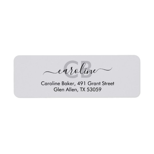 Timeless - Moonlit Grey Monogram Address Label Return Address Label (Front)
