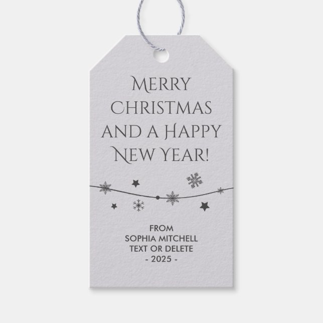 Timeless - Moonlit Grey - Snowflake Gift Tags (Front)