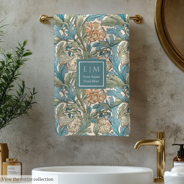 Timeless Morris Inspired Personalised Floral   Bath Towel Set (Timeless Morris Inspired Personalized Floral Bath Towel Set)