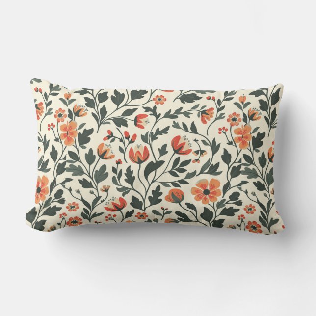 Timeless Muted Florals Lumbar Cushion (Front)