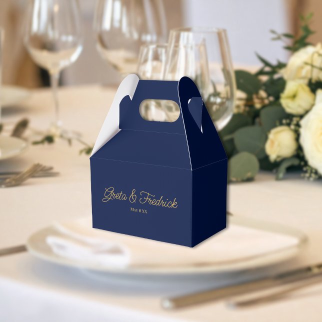 Timeless Navy Blue and Gold Wedding Favour Box (Creator Uploaded)