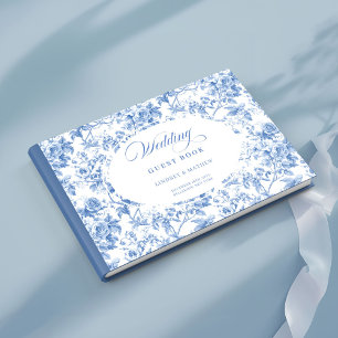 Timeless Navy Roses Floral Toile Guest Book