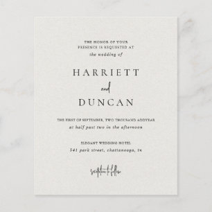 Timeless Neutral Beige Budget Wedding Invite
