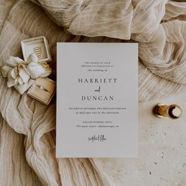 Timeless Neutral Beige Elegant Wedding Invitation (Creator Uploaded)