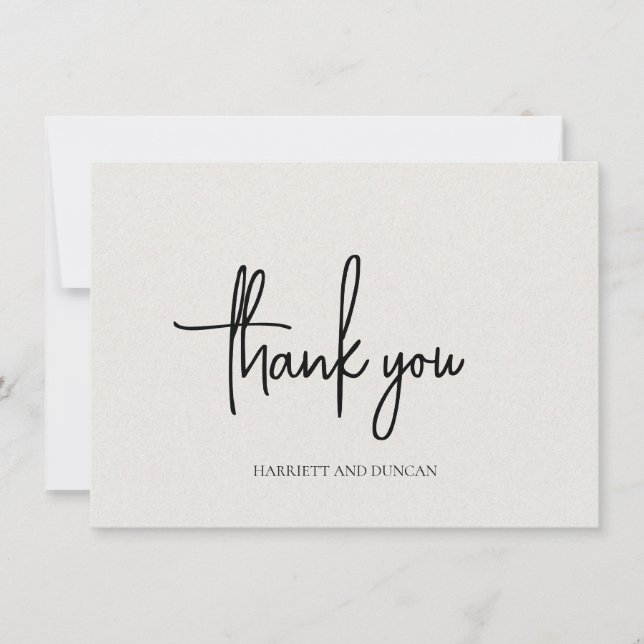 Timeless Neutral Beige Elegant Wedding Thank You Card (Front)