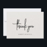Timeless Neutral Beige Elegant Wedding Thank You Card<br><div class="desc">Classic and elegant wedding thank you card featuring a simple layout with "thank you" in a modern script along with your names and wedding date over a neutral beige faux paper texture.  The clean and minimalist layout make this wedding thank you card great for a traditional,  formal wedding.</div>