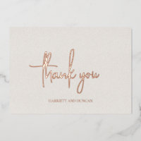 Timeless Neutral Beige Wedding Foil Thank You Card
