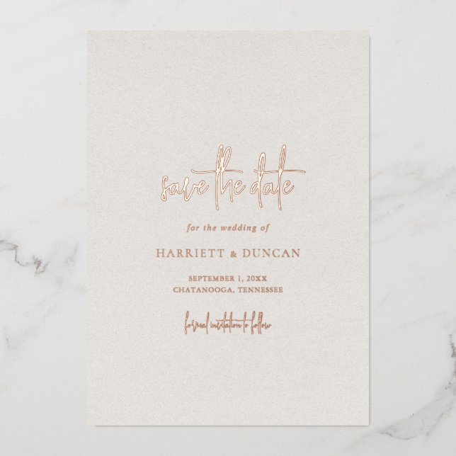 Timeless Neutral Beige Wedding Save the Date (Front)