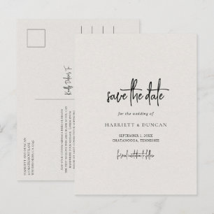 Timeless Neutral Beige Wedding Save the Date Announcement Postcard
