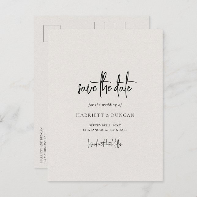Timeless Neutral Beige Wedding Save the Date Announcement Postcard (Front/Back)