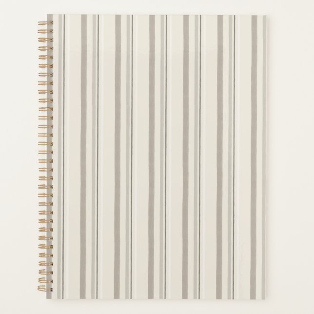 Timeless Neutral Tailored Stripe Pattern Planner (Front)