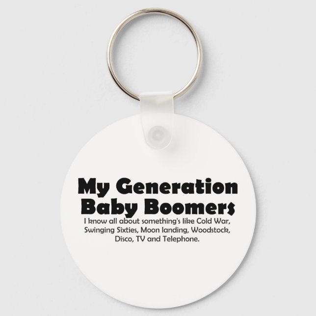 Timeless Nostalgia: Baby Boomers Retro Quote Key Ring (Front)