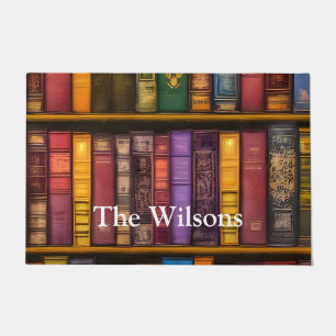 Timeless Old Books On Shelf Doormat