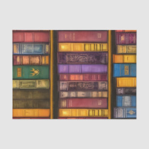 Timeless Old Books On Shelf Tissue Paper