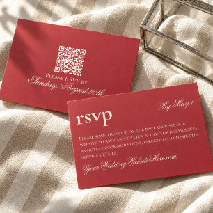 Timeless Old Money Red Wedding QR RSVP Card