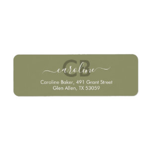 Timeless - Olive Monogram Address Label Return Address Label