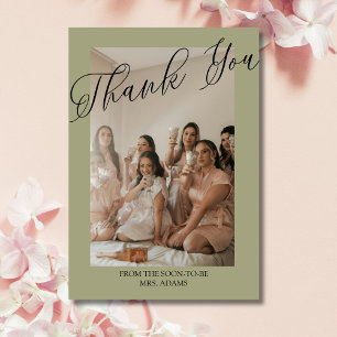 Timeless Olive Photo Bridal Big Thank You Card