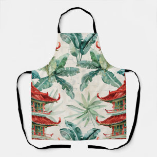 Timeless Pagoda Woodland Coral Botanical Apron
