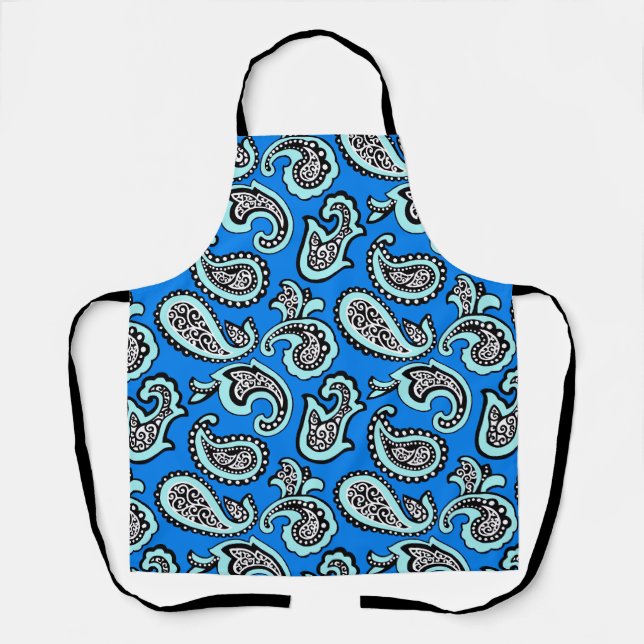 Timeless  Paisley on Blue Background Apron (Front)