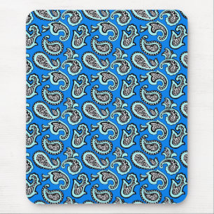 Timeless Paisley on Blue Background Mouse Pad