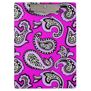Timeless Paisley on Hot Pink Background Clipboard