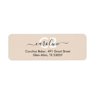 Timeless - Pastel Ivory Monogram Address Label Return Address Label