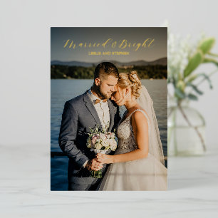 Timeless Photo Elegant Newlywed Christmas Foil Holiday Card
