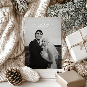 Timeless Photo Modern Newlywed Christmas Holiday Card
