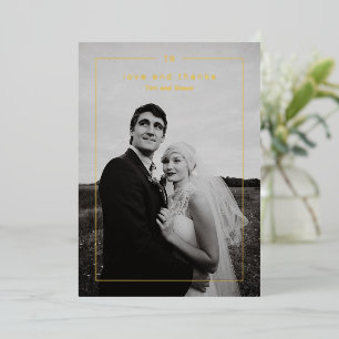Timeless Photo Modern Wedding Foil Thank You Card