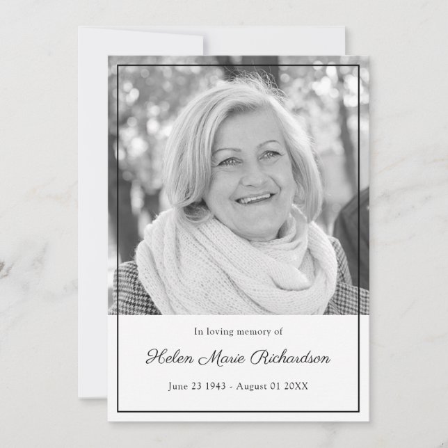 Timeless Photo Sympathy Framed Condolence Funeral Thank You Card (Front)